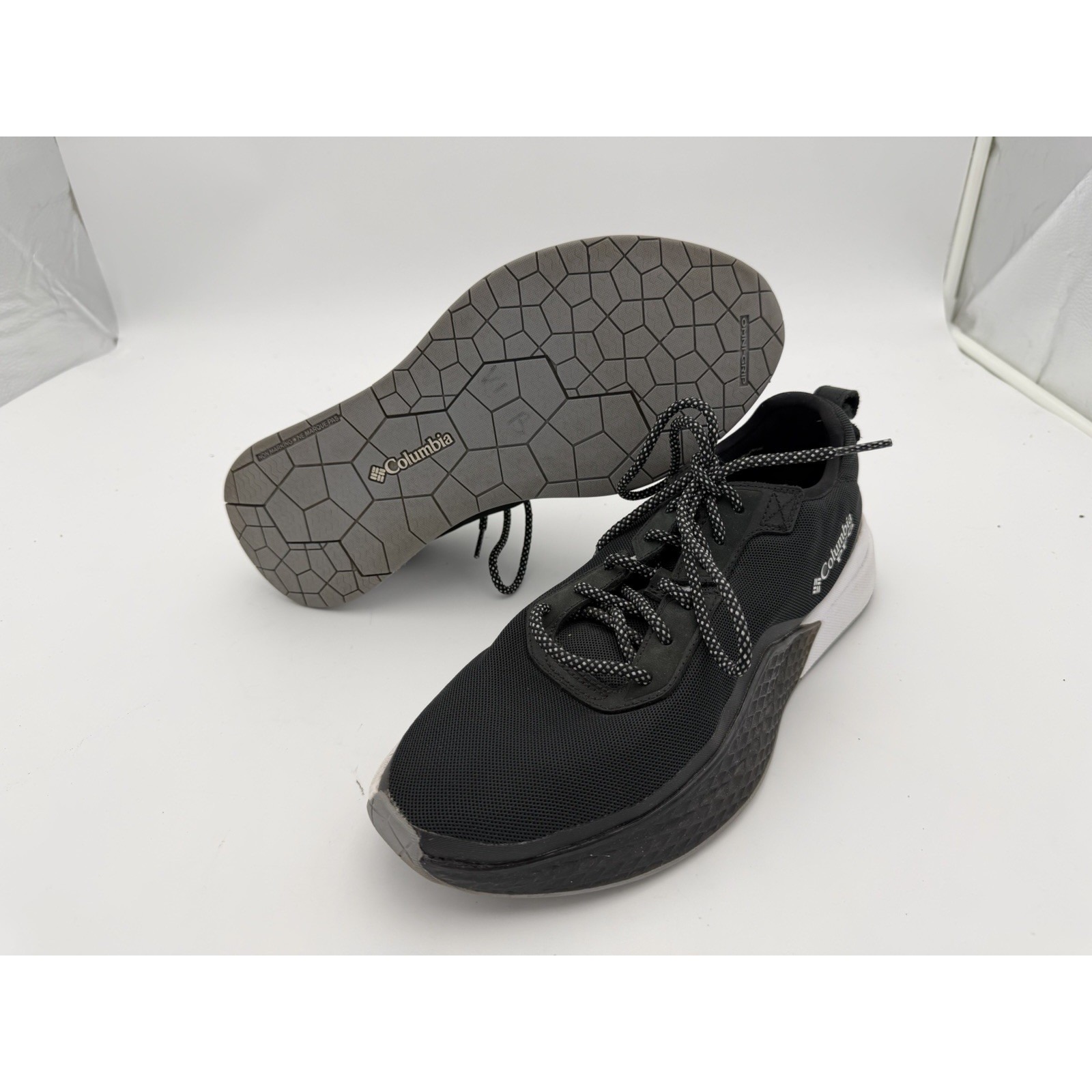Columbia Pfg Shoes Mens 9 Black Low Drag Fishing Hiking Sneakers Mesh Lace Up